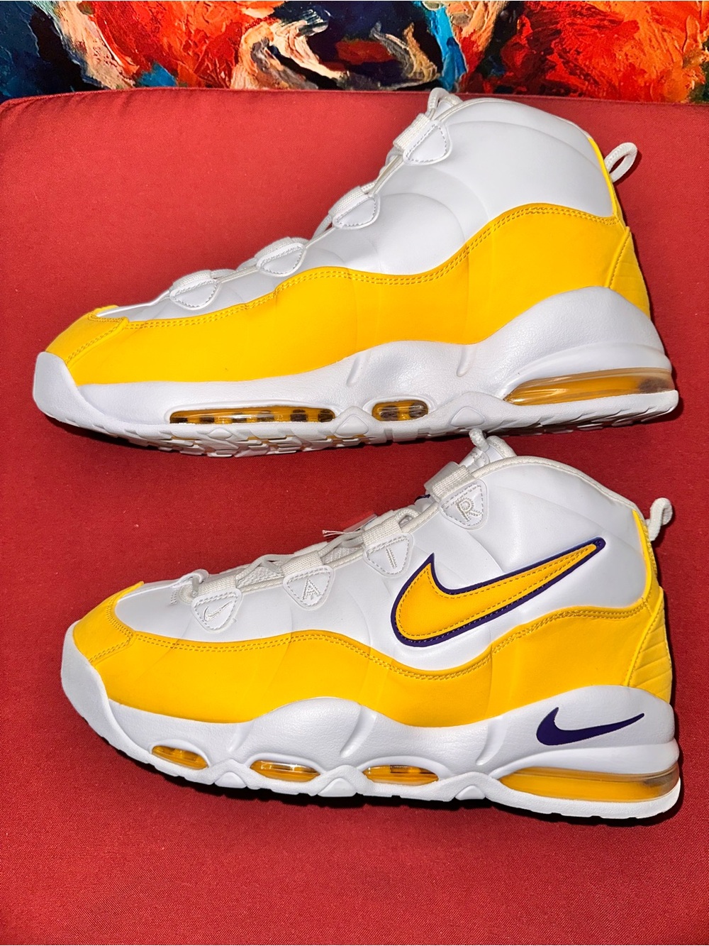No.13 Nike Air Max Uptempo '95 Lakers White Purple Amarillo CK0892-102 - Picture 6 of 8